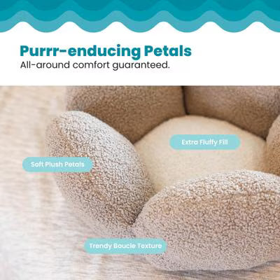 Flower-Shaped Plush Cat Bed