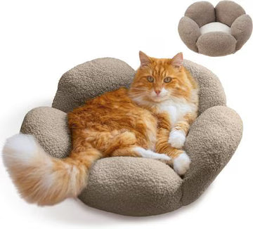 Flower-Shaped Plush Cat Bed