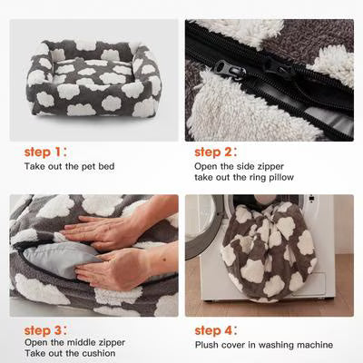 Jacquard Cloud Square Pet Bed