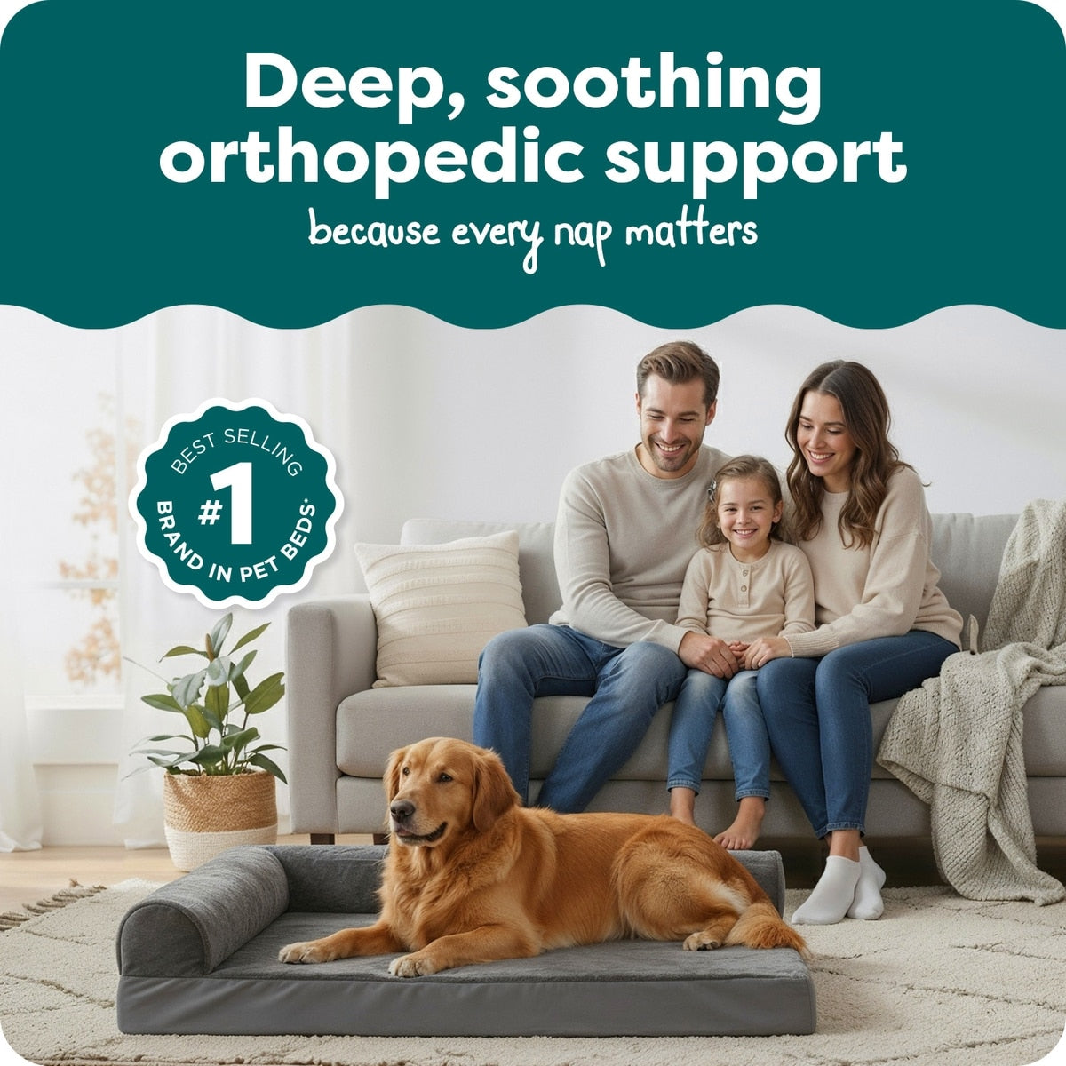 Orthopedic Plush Chaise Pet Bed