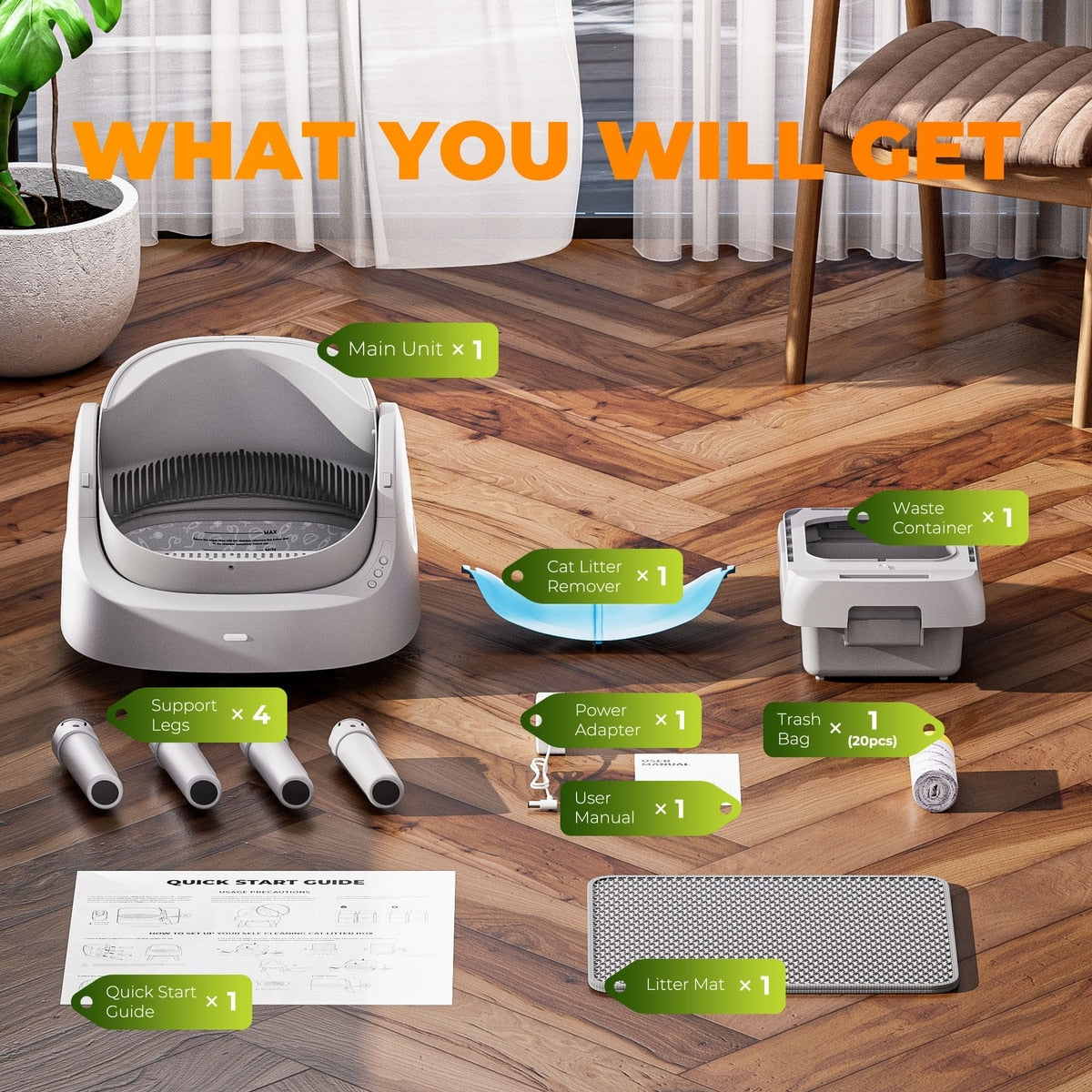 Open-Top Self-Cleaning Cat Litter Box