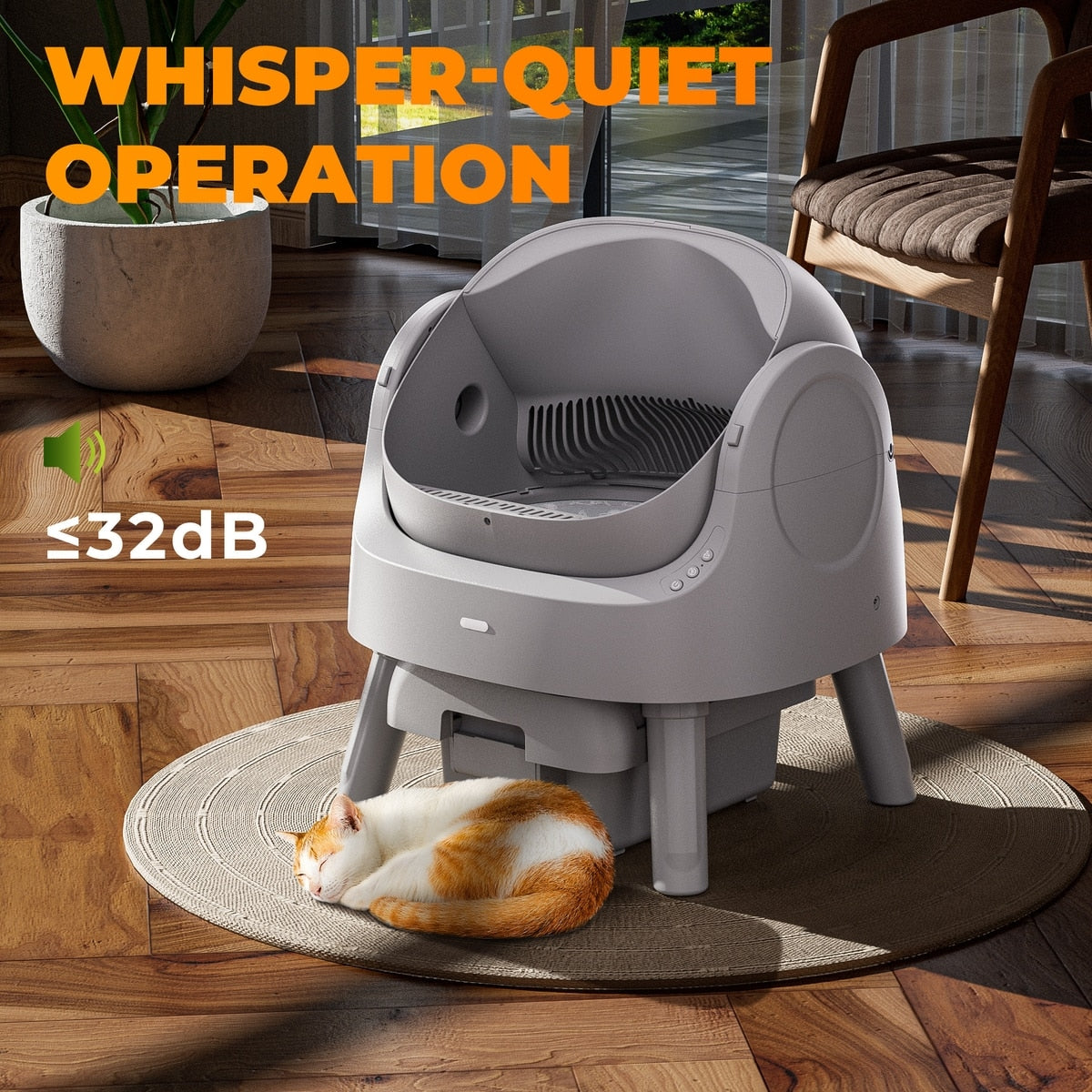 Open-Top Self-Cleaning Cat Litter Box