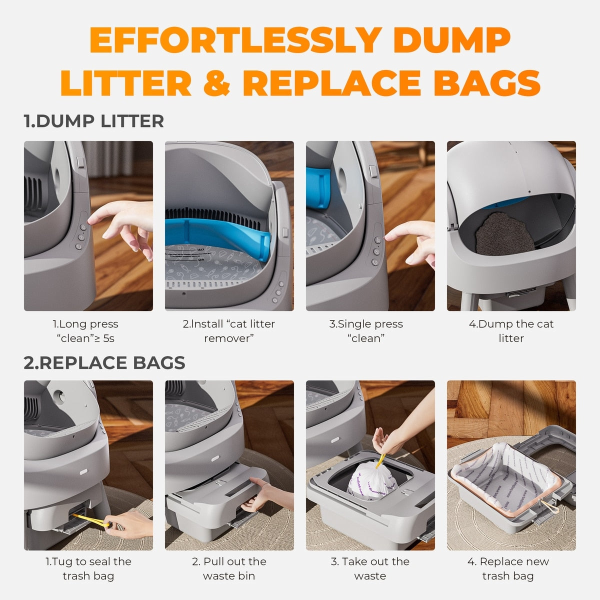 Open-Top Self-Cleaning Cat Litter Box