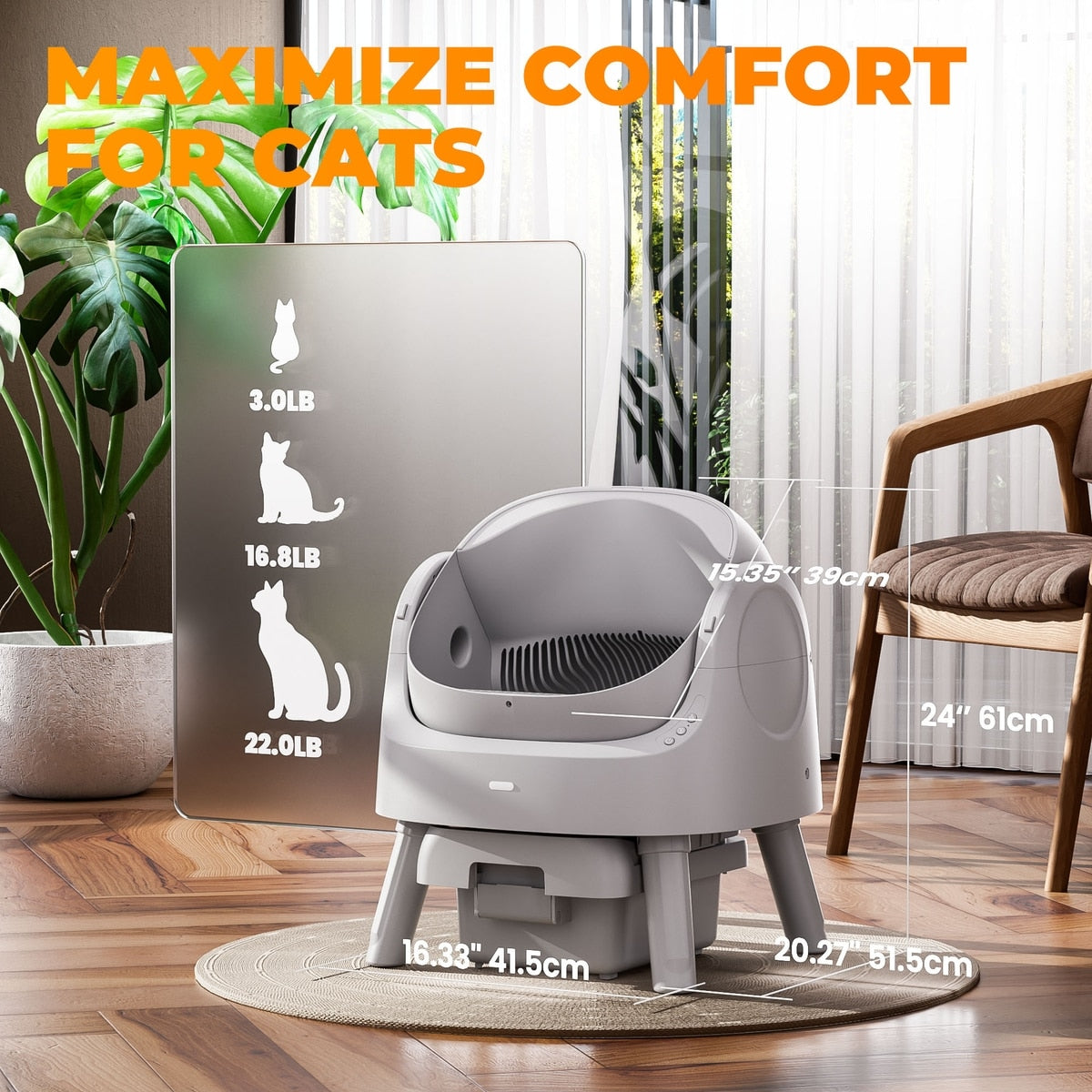 Open-Top Self-Cleaning Cat Litter Box
