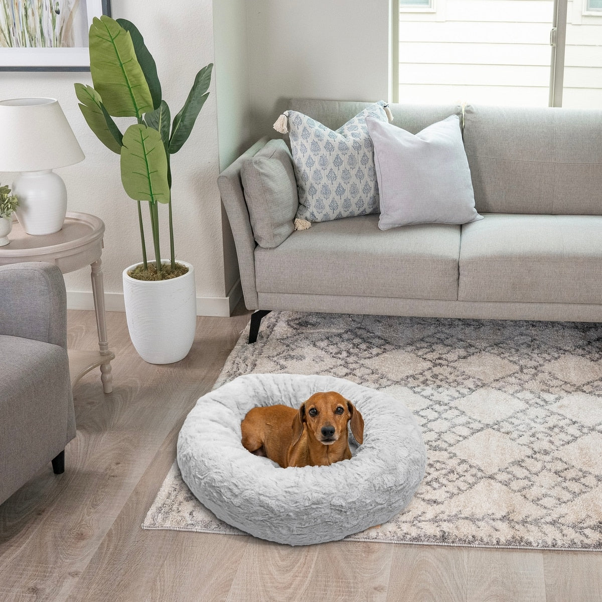Calming Lux Fur Donut Pet Bed