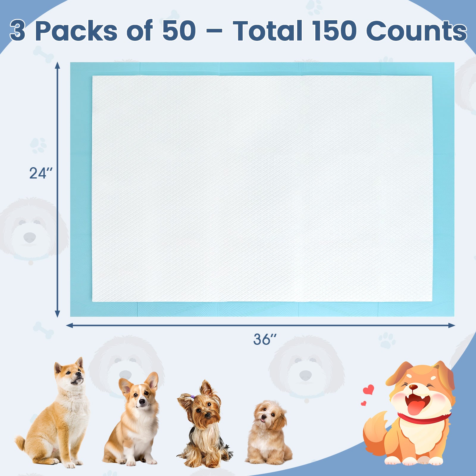 150-Pack Super Absorbent Pet Training Pads