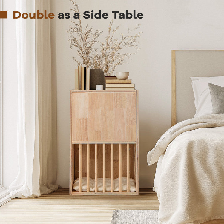 2-Tier Wooden Cat Condo with Washable Cushions