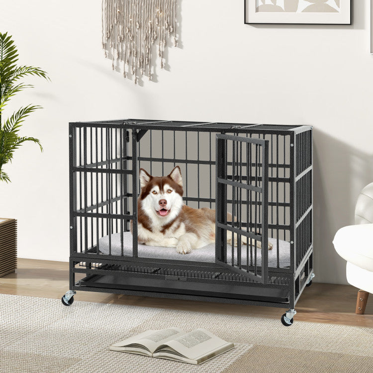 Foldable Heavy-Duty Rolling Dog Crate