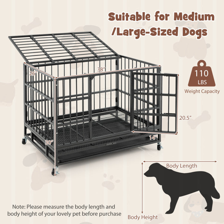 Foldable Heavy-Duty Rolling Dog Crate
