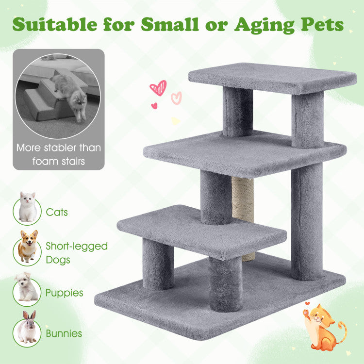 3-Tier Plush Pet Stairs