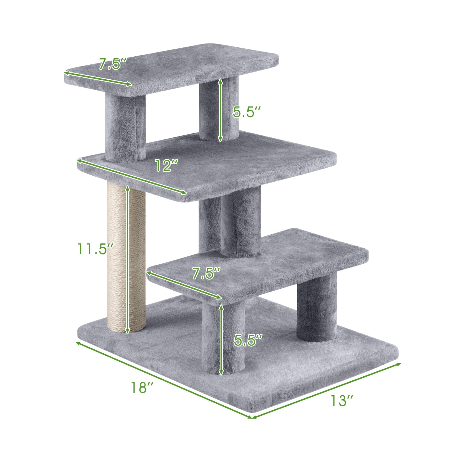 3-Tier Plush Pet Stairs