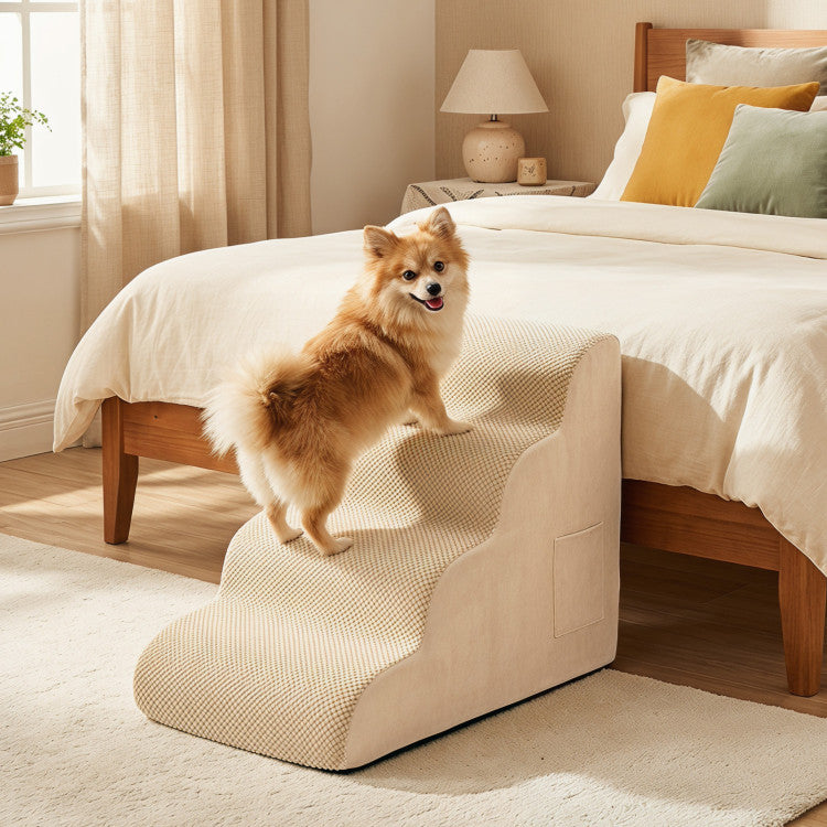 4-Tier Non-Slip Foam Pet Steps