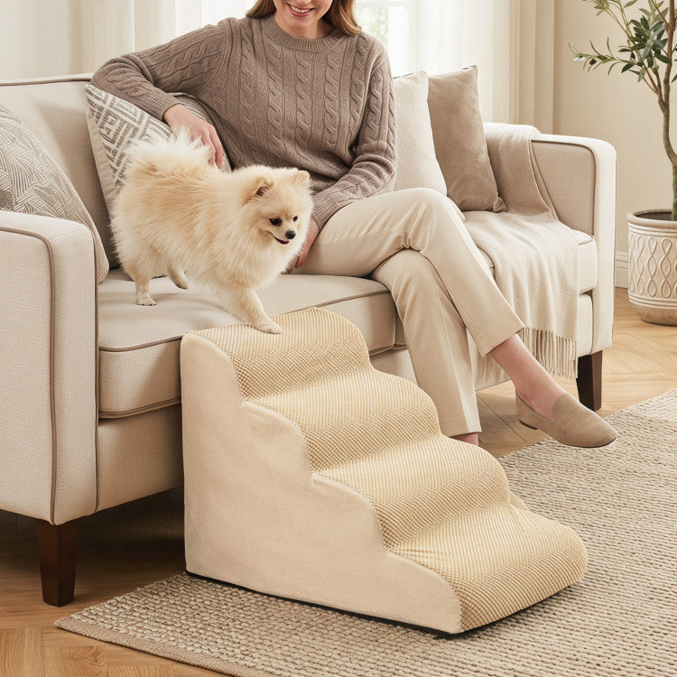 4-Tier Non-Slip Foam Pet Steps