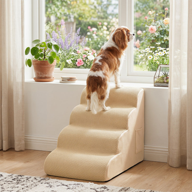 4-Tier Non-Slip Foam Pet Steps