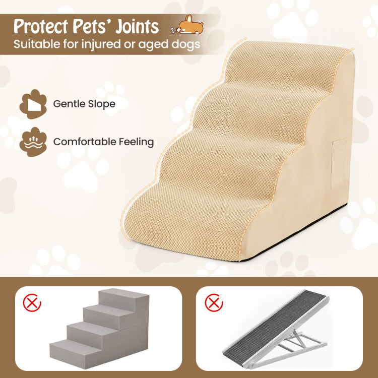 4-Tier Non-Slip Foam Pet Steps