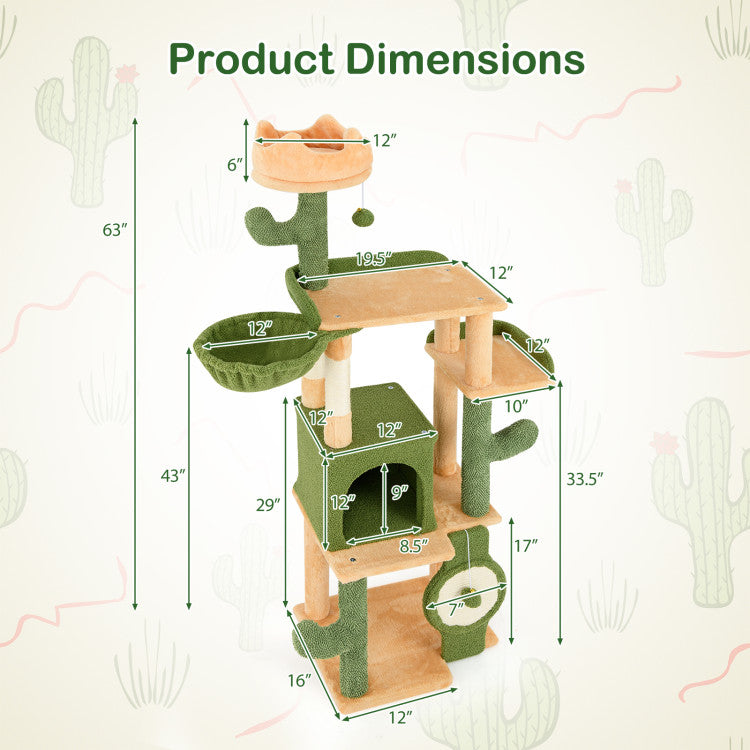 63-Inch Cactus Cat Tree