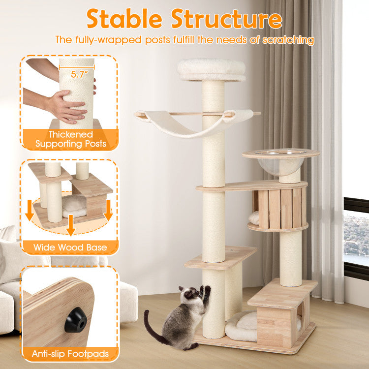 69-Inch Wooden Cat Tree