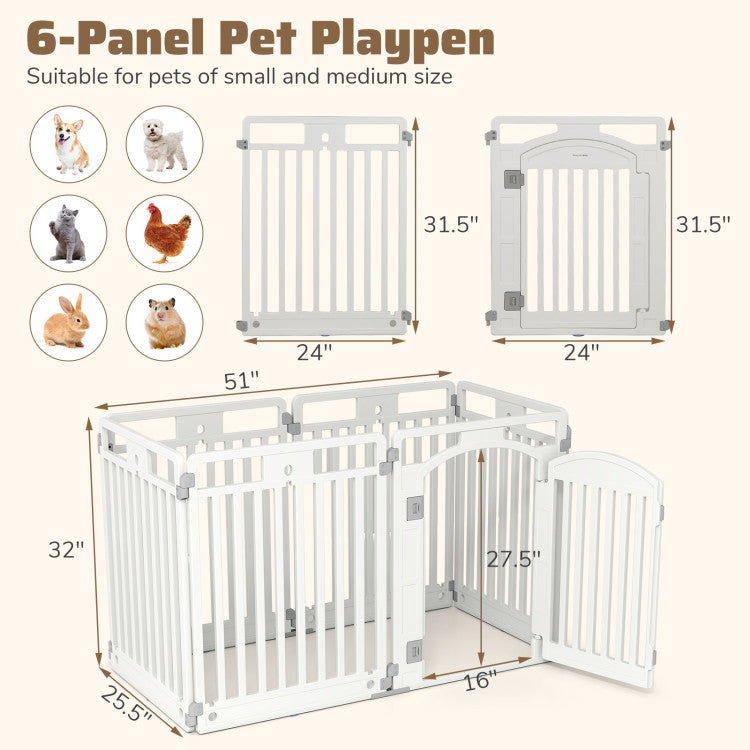 6-Panel Foldable Dog Playpen