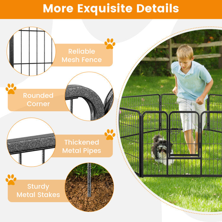8-Panel Adjustable Metal Pet Playpen