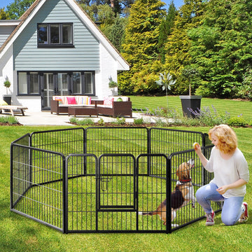 8-Panel Adjustable Metal Pet Playpen