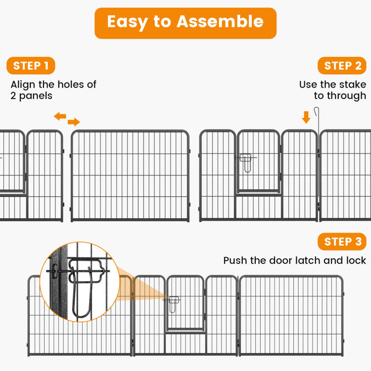8-Panel Adjustable Metal Pet Playpen