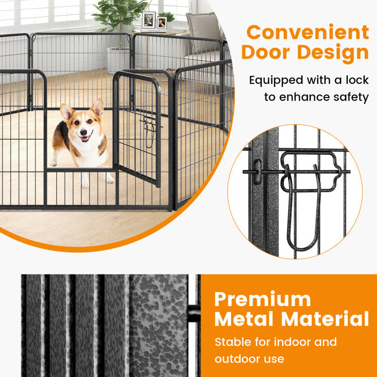 8-Panel Adjustable Metal Pet Playpen