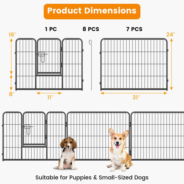8-Panel Adjustable Metal Pet Playpen
