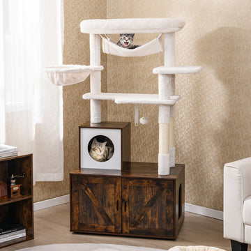 59-Inch Cat Tree with Litter Box Enclosure
