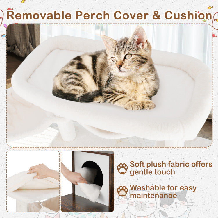 59-Inch Cat Tree with Litter Box Enclosure