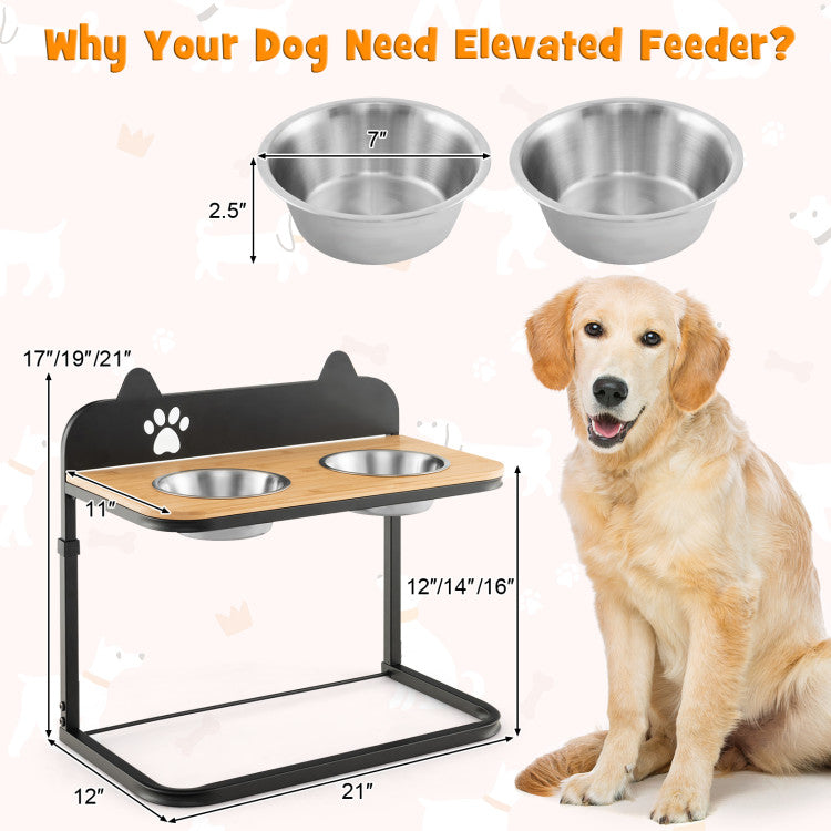 Adjustable Elevated Dog Bowl Stand