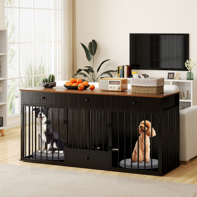 2-Dog Crate & Feeding Cabinet