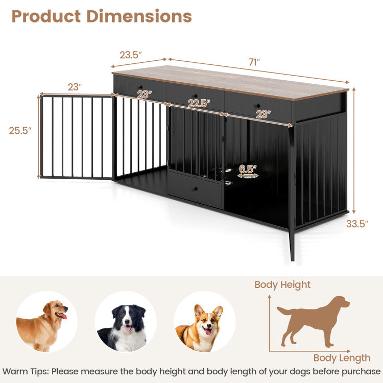 2-Dog Crate & Feeding Cabinet
