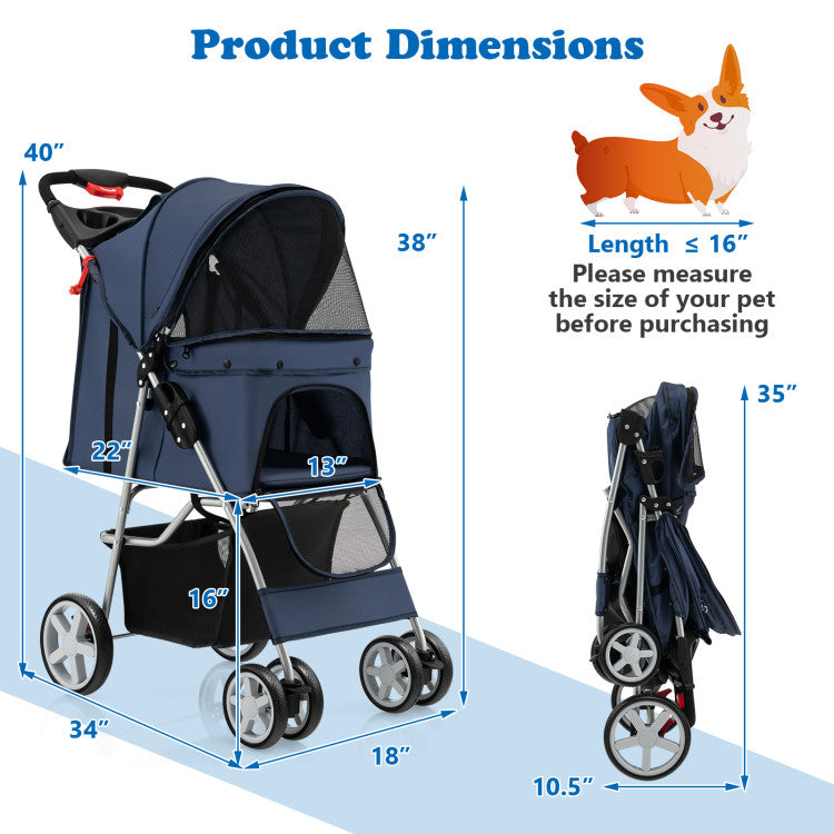 Foldable All-Terrain Pet Stroller