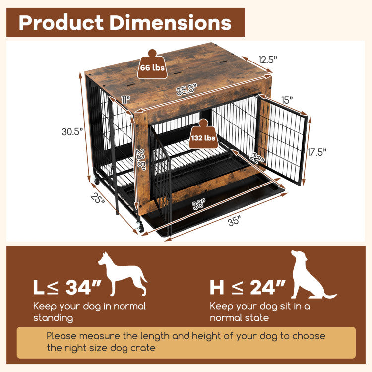 Industrial Rolling Dog Crate