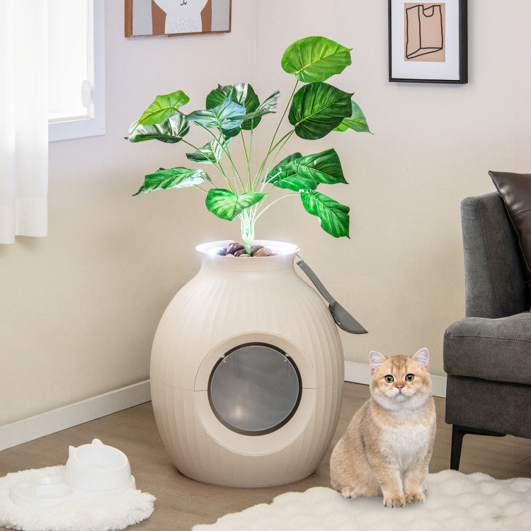 Smart Plant Hidden Cat Litter Box with Electronic Odor Control