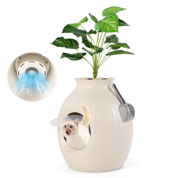 Smart Plant Hidden Cat Litter Box with Electronic Odor Control