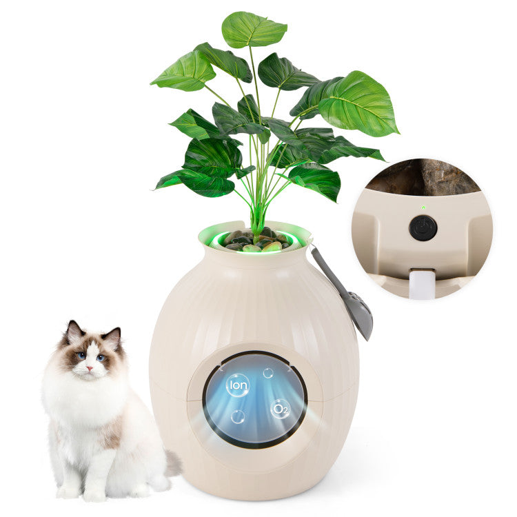Smart Plant Hidden Cat Litter Box with Electronic Odor Control