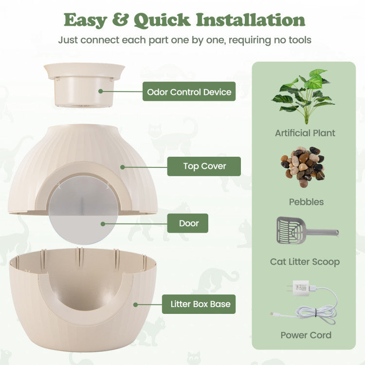 Smart Plant Hidden Cat Litter Box with Electronic Odor Control