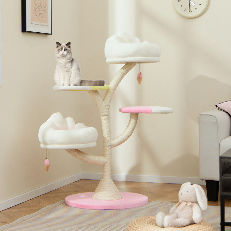 Plush Multi-Level Cat Tree Tower with Dual Perches & Scratching Posts