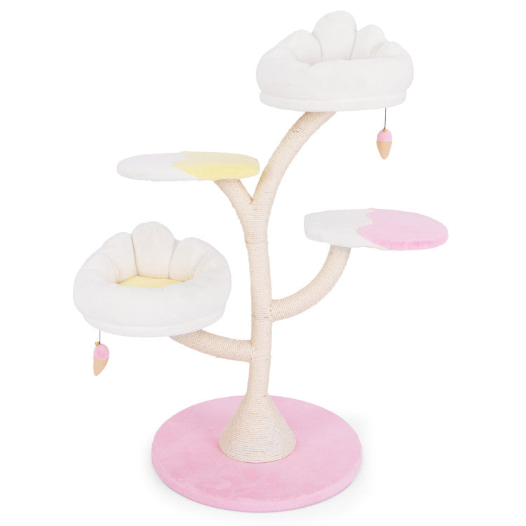 Plush Multi-Level Cat Tree Tower with Dual Perches & Scratching Posts