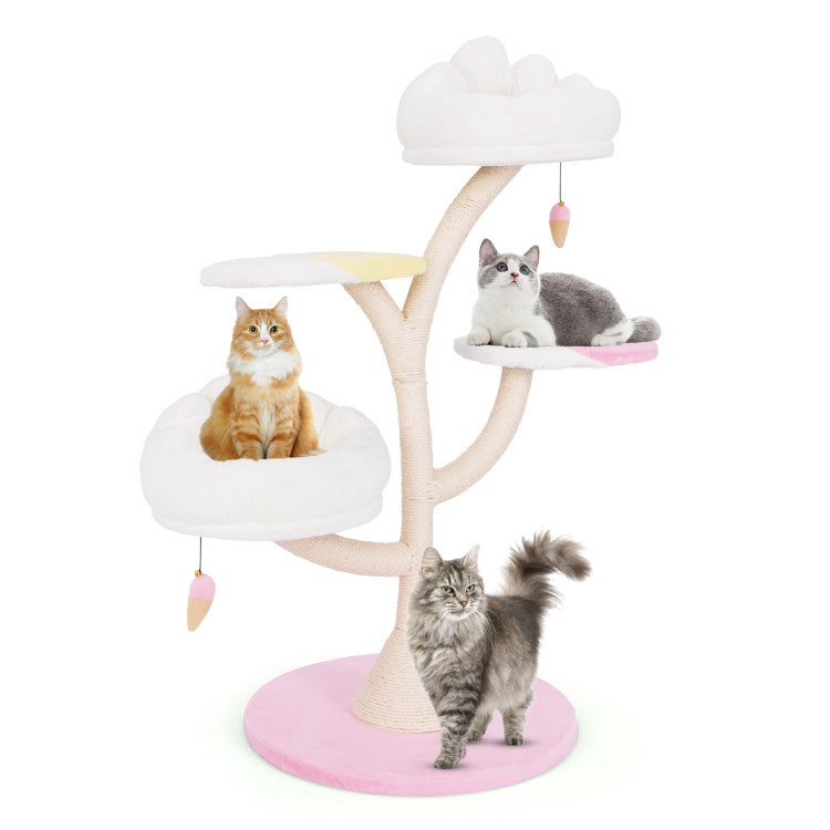 Plush Multi-Level Cat Tree Tower with Dual Perches & Scratching Posts