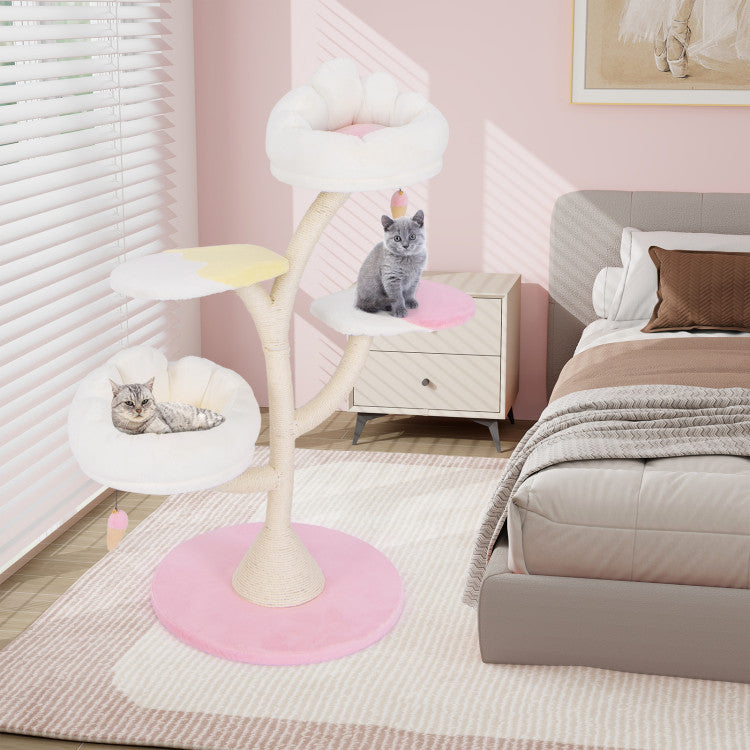 Plush Multi-Level Cat Tree Tower with Dual Perches & Scratching Posts