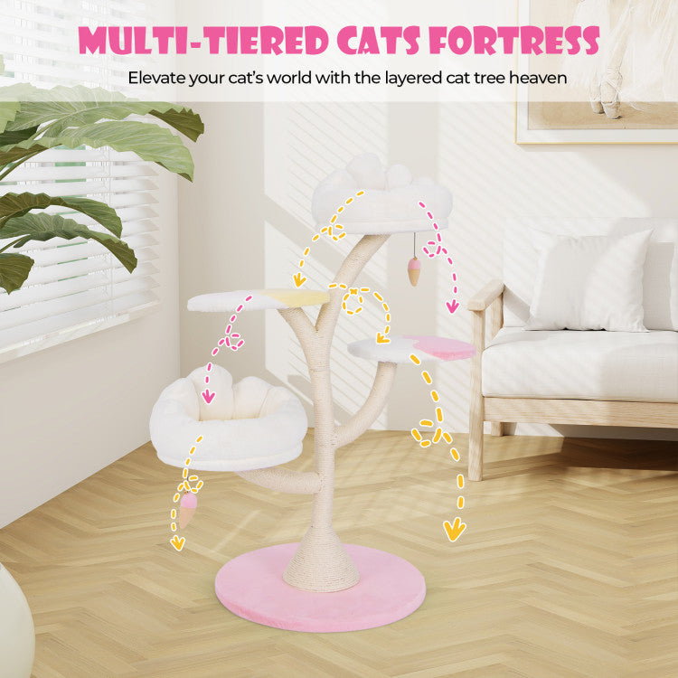 Plush Multi-Level Cat Tree Tower with Dual Perches & Scratching Posts