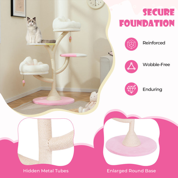Plush Multi-Level Cat Tree Tower with Dual Perches & Scratching Posts