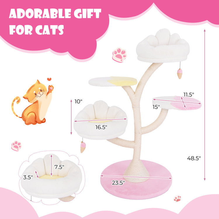 Plush Multi-Level Cat Tree Tower with Dual Perches & Scratching Posts