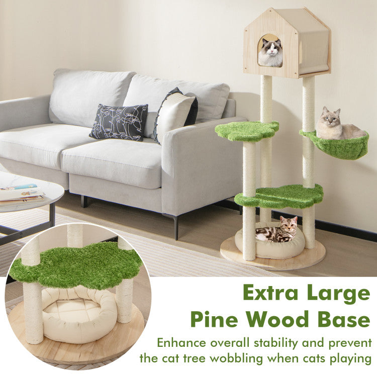 55-Inch Wooden Cat Tree