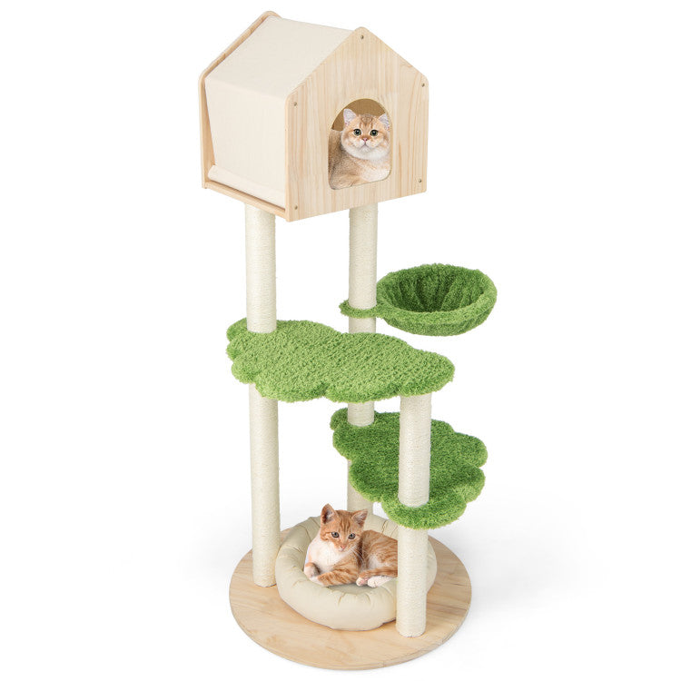 55-Inch Wooden Cat Tree