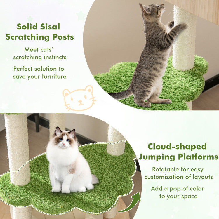 55-Inch Wooden Cat Tree
