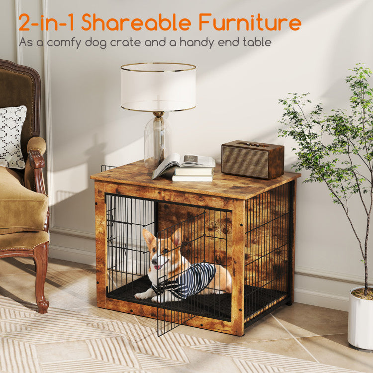 Furniture-Style Dog Crate with Cushion