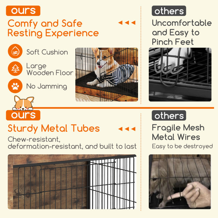 Furniture-Style Dog Crate with Cushion